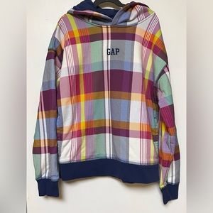 Gap colorful plaid hoodie kids XL
